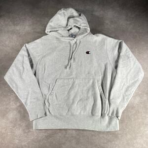 Vintage Champion Reverse Weave Grey Pullover Hoodie Medium